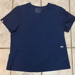 Figs Deep Blue V-Neck Scrub Top